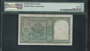 WORLD RESOURCE【KING店】のインドの紙幣 - 旧5ルピー紙幣（1943年）P23a - PMG XF40｜アングル2