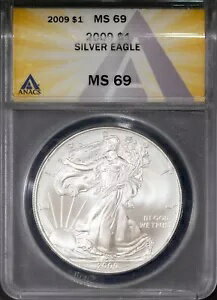 2009年 1ドル シルバー アメリカンイーグル MS 69 ANACS # 7668365 + ボーナス