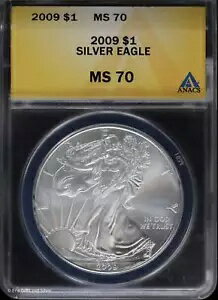 2009年 1ドル アメリカン シルバー イーグル ANACS MS 70 | 未使用 UNC BU(3)