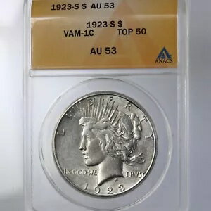 1923-S ピース $1 ANACS認定 AU53 VAM-1C TOP 50