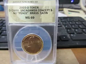 2003年 サカガウィア・プロトタイプ・ダラー ノー・ピース ダニエル・カー作 真鍮 ANACS MS 69 サテン