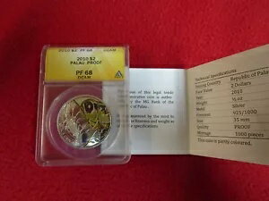 2010 $2 パラオ バッタ ANACS PR68 ワールド オブ インセクツ 1/2オンス .925 銀貨 ngc
