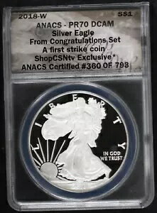 2018-W シルバー イーグル ANACS PR70 お