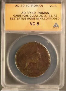 Caligula Ad 37-41 AE Sestertius Rome Mint .Anacs VG 8. 쥢