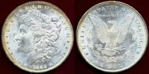 1889 $1- 素敵なゴールデン トーニング ミント ラスター モーガン ドル++