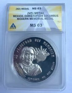 メキシコ クリストファー・コロンブス 現代記念銀メダル MS63 ANACS
