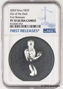 2024 パラオ シルバー 3オンス $20 アウト・オブ・ザ・ダーク NGC PF70 初回リリース