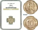 AK080、セルビア、ペタル I、10 パラ 1917、NGC MS64