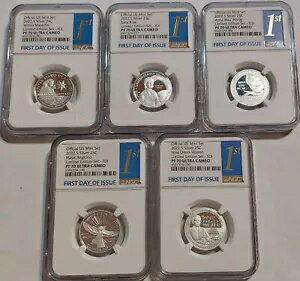 2022-S 発行初日 5 コイン PF70 セット NGC アメリカン レディース シルバー 25c クォーター