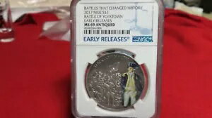 2017 ニウエ ヨークタウンの戦い 1 オンス シルバー アンティーク NGC MS69 アンティーク マット レア