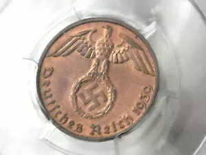 PCGS MS-64 RB ナチスドイツ卍 1939-B 1 帝国フェニヒ コイン 第三帝国造幣局