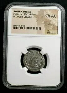 ローマ皇帝ガリエヌスのダブル デナリウス ジュピター リバース NGC Ch AU(3)