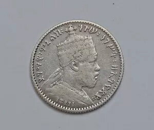 エチオピア メネリク 2 世: 1 ガーシュ 1913 銀貨 KM#12 vf
