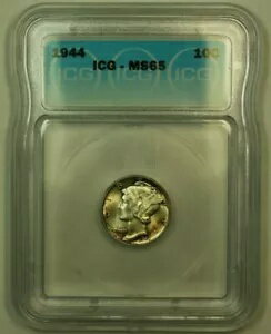 1944 シルバー マーキュリー ダイム 10c コイン ICG MS-65 R トーン