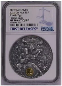 NGC MS70 ニウエ 2021 武道スタイル 少林寺カンフータイガー 少林虎拳 2オンス シルバーコイン