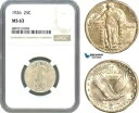 AJ718、米国、スタンディング リバティ クォーター (25 セント) 1926、シルバー、NGC MS63(3)