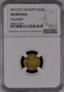 エジプト - オスマン帝国、ゴールド 25 キルシュ スルタン アブドゥル アジズ 1277/10 AH NGC AUD、レ..