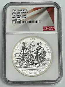 2022 フランス 2 オンス シルバー 米国国印 25 ユーロ NGC リバース PF70
