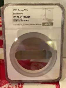 2023 サモア 3D スケートボード 1オンス シルバー MS70 可動コイン 1999 年造幣