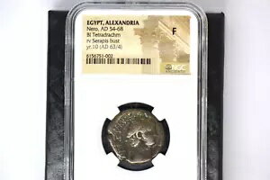 エジプト。アレクサンドリア。ネロ (AD 54-68)。 BI テトラドラクマ (24mm、12h)。 NGCファイン(3)