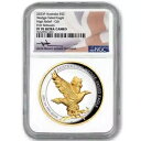 2023-P $2 オーストラリアン シルバー ウェッジ テイルド イーグル 2 オンス 金メッキ ピエフォート NGC PF70 ...