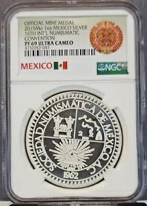 2015 年メキシコ銀メダル 第 16 回国際貨幣大会 NGC PF 69 ウルトラ カメオ出演
