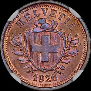 最高級の既知 @ NGC 1926 B ラッペン スイス NGC MS66 RB ユーバークールジェムトーン