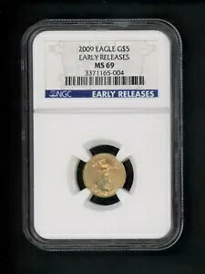 2009 US 1/10 オンス ゴールド アメリカン イーグル $5.00 $5 NGC MS69 初期リリース UNC GEM