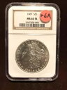 1887 P $1 NGC グレード MS 65 PL (VAM-6A) スパイク テール フェザー 1647300-006 モーガン