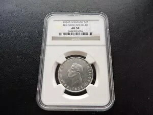 ドイツ NGC AU58 フリードリヒ・フォン・シラー 1934 5 ライヒスマルクマーク シルバー コイン