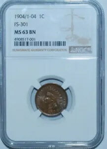 1904 NGC MS63BN FS-301 S-10 RPD 再パンチ日 インディアンヘッドセント