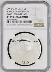 イギリス 2 ポンド 2015 ワーテルローの戦い NGC PF69 ULTRA CAMEO