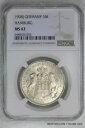 NGC MS62 1908-J ハンブルク ドイツ シルバー 3 マーク (BC03)(3)