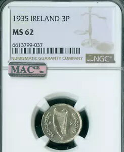 1935  3P 3 ڥ NGC MS62 + PQ MAC ݥåȥ쥹 쥢 *