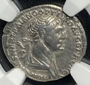NGC Ch VF トラヤヌス カエサル 98-117 AD ローマ帝国 AR デナリウス シルバー レア ローマ コイン