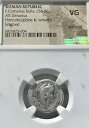 ローマ共和国 F. コルネリウス スッラ ポンペイウスの凱旋花輪 紀元前 56 デナリウス NGC VG