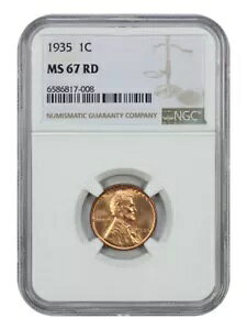 1935 1C NGC MS67RD - リンカーン セント (ウィート リバース)