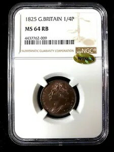 1825 G.英国ファーシング NGC MS64RB ウィング
