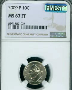 2009 プローズベルト ダイム NGC MS67 FT