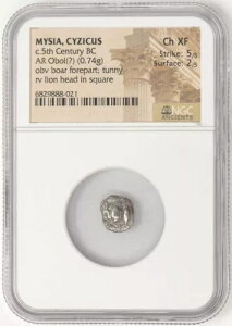 ミシア、キュジクス 紀元前 5 世紀頃 AR オボル(?) (0.74g) Ch XF NGC 948638-17
