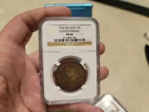 1966 アイルランド 10 シリング イースター蜂起銀貨 NGC PF66 レインボー トーン