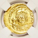 モーリス ティベリウス ゴールド AV Solidus AD 582-602 認定 NGC MS Surface 5/5!