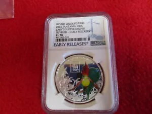 2016 タンザニア シルバー 100 シリング レディース スリッパー オーキッド PR PL 70 ER NGC コイン