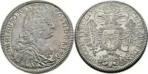 1736年、オーストリア、皇帝カール6世。大きなセイラー銀貨。ホール! PCGS AU-58!