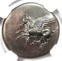 コリンシア コリントス AR ステーター ペガサス アテナ シルバー コイン 紀元前 300 年 - 認定 NGC VF