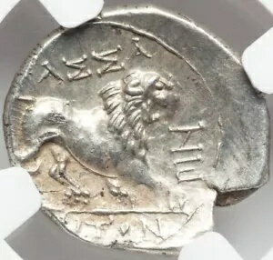 ガウル マサリア NGC AU 150BC アルテミス ライオン ボウ 矢筒 シルバー ギリシャ古代コイン D95