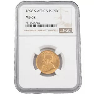 1898 ポンド ポール クルーガー ボーア戦争前 南アフリカ ZAR 金貨 MS62 NGC