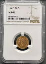 1927 P $2.5 ゴールド インディアン ヘッド 未流通クォーター イーグル、NGC MS-64