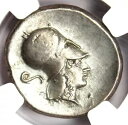 ギリシャ コリント AR ステーター ペガサス & アテナ シルバー コイン 紀元前 300 - 認定 NGC AU