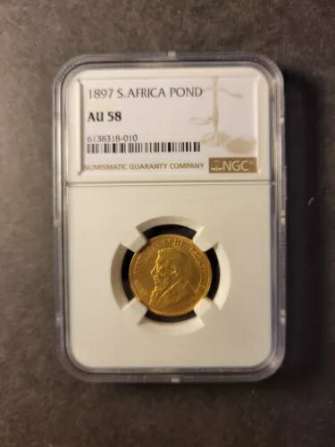 南アフリカ ポール・クルーガー ゴールド・ポンド 1897年 未流通 NGC AU58